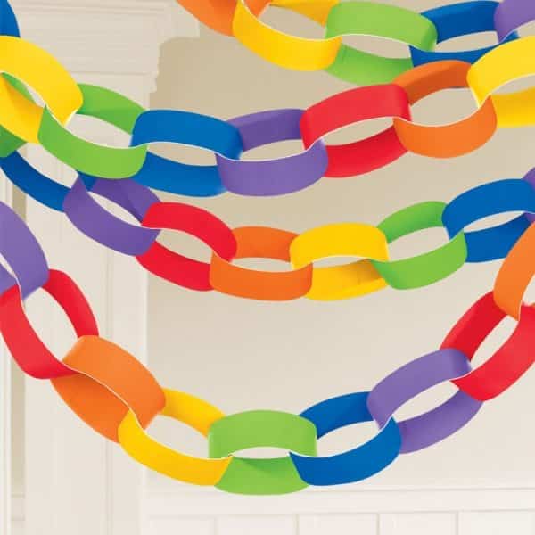 Rainbow Paper Chain Garland Decoration  3.9m  Fun Party Supplies