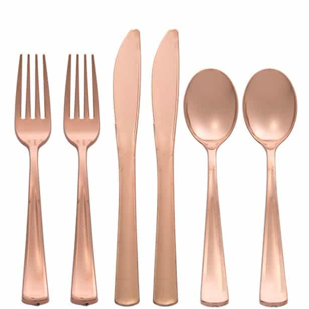 Premium Rose Gold Plastic Cutlery Fun Party Supplies