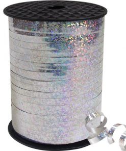 Silver Holographic Curling Balloon 5mm Ribbon