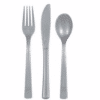 Silver Reusable Plastic Cutlery Set