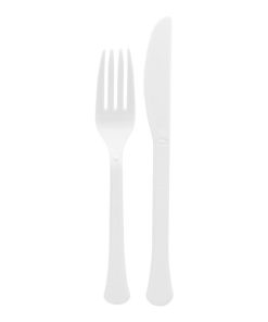 White Reusable Plastic Cutlery Set
