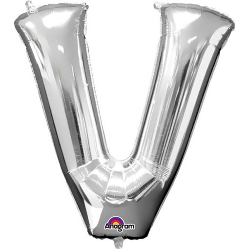 Silver Letter V Balloon