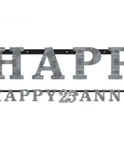 25th Silver Sparkling Wedding Anniversary Letter Banner