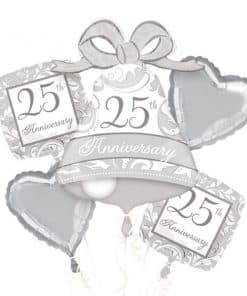 25th Silver Sparkling Wedding Anniversary Balloon Bouquet