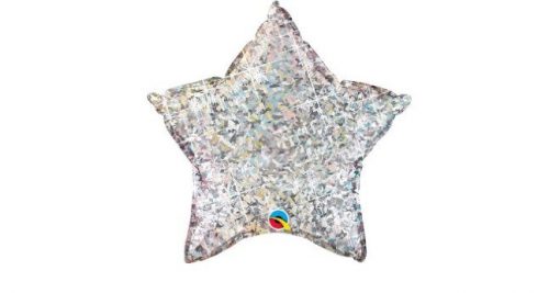 Holographic Silver Star Shaped Foil Balloon