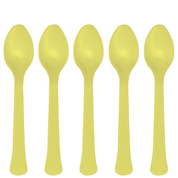 Lime Green Reusable Plastic Spoons, Eco Friendly Cutlery