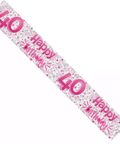 Happy 40th Birthday Pink Foil Banner