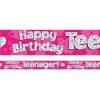 Happy Birthday Teenager Pink Foil Banner