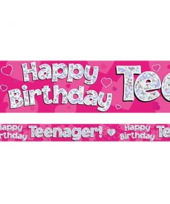 Happy Birthday Teenager Pink Foil Banner