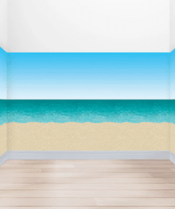 Blue Sky, Ocean & Sand Backdrop