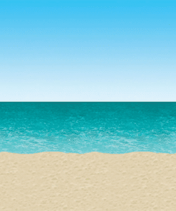 Blue Sky, Ocean & Sand Backdrop