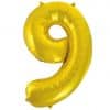 Gold Number 9 Balloon