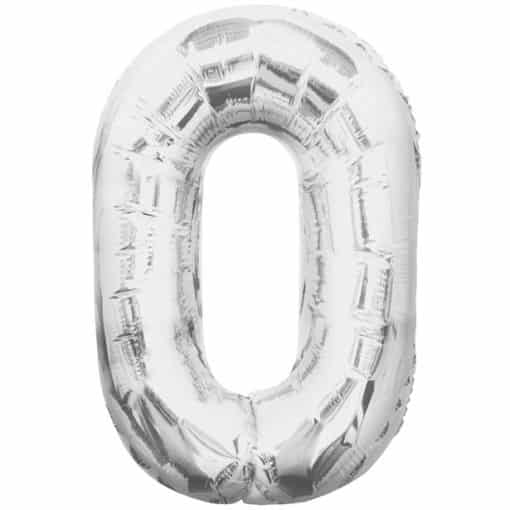 Silver Number 0 Balloon - 34"
