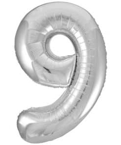 Silver Number 9 Balloon