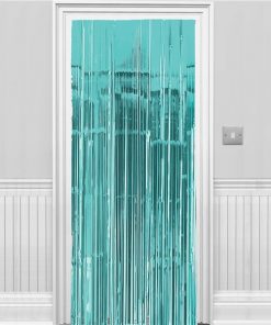 Turquoise Metallic Fringed Door Curtain