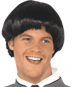 60's Style Bowl Mod Adult Black Wig