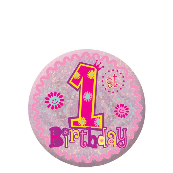 Buy Happy 1st Birthday Girl Badge Fun Party Supplies