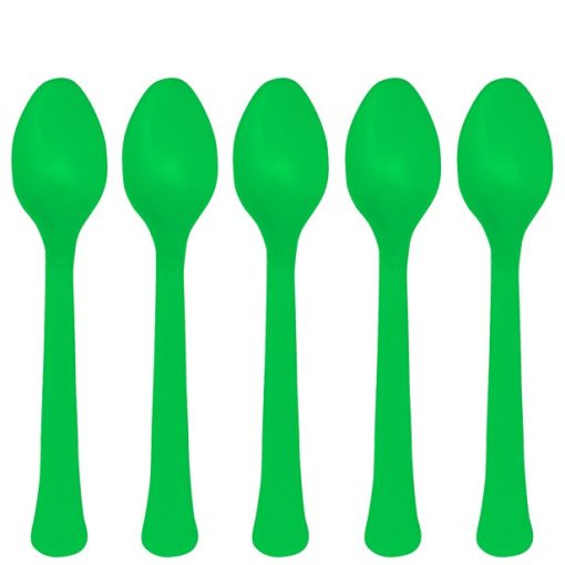 Green Reusable Plastic Spoons, Recyclable Plastic Spoons