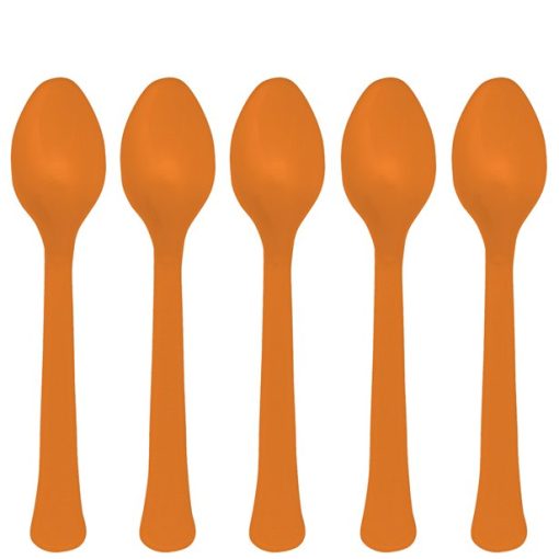 Orange Reusable Plastic Spoons, Eco Friendly Cutlery