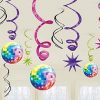 1970s Disco Fever Hanging Swirls Party Decoration - 60cm (Pk 12)