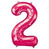 Bright Pink Number 2 Foil Balloon - 34"