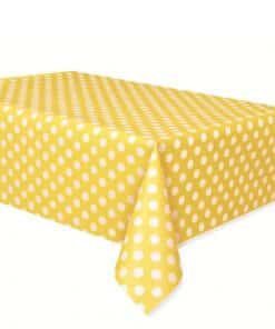 Yellow Polka Dot Plastic Tablecover