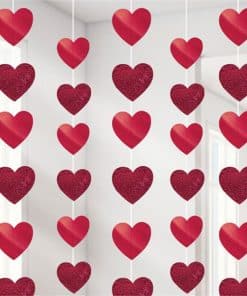 Valentines Red Heart Hanging Strings Decoration - 2.1m