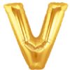 Gold Letter V Giant Foil Balloon - 34"