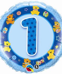 Blue Teddies 1st Birthday Party Balloon - 18"