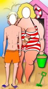 Seaside Kiss Me Quick Couple Stand In  Cardboard cutout