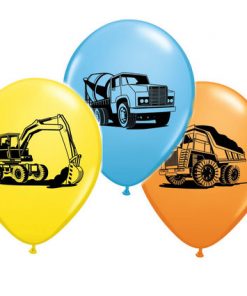 Construction Trucks Printed Latex Balloons - 11" (Pk 25)