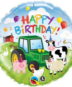 Happy Birthday Barnyard Green Tractor Foil Balloon - 18"