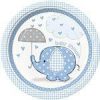 Blue Umbrellaphants Baby Shower Large Plates, pk 8