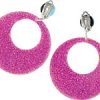 1980's Fancy Dress Accessories Mod Earrings - Pink Glitter