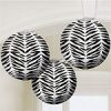 Zebra Party Globe Paper Lanterns - 25cm pk 3