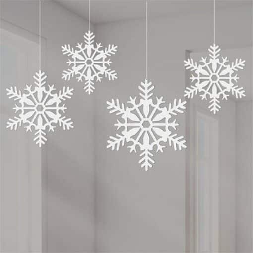 White Glitter Snowflake Hanging Decorations