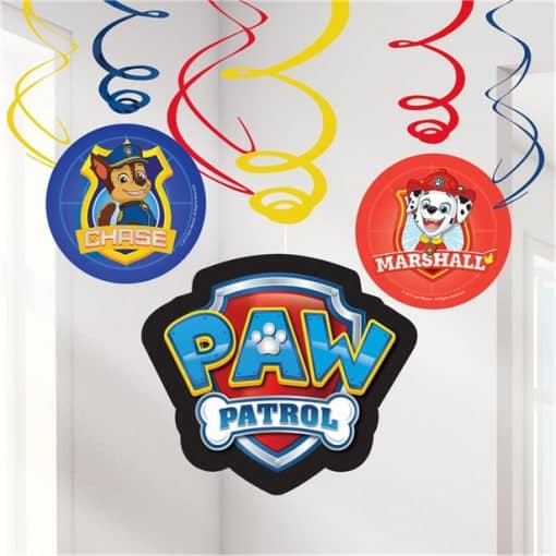 Paw Patrol Party Hanging Swirl Decorations