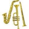 Mardi Gras Masquerade Party Gold Plastic Musical Instrument Decorations - 53cm Pk 3