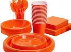 Orange Plastic & Paper Plates, Cups, Napkins & Cutlery