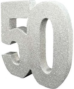 Age 50 Silver Glitter Table Decoration