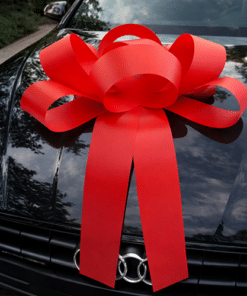 Red Car Bonnet Bow Next Day Delivery Branded by Personalised Printed Ribbons