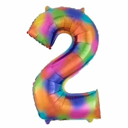 Rainbow Splash Number 2 Foil Balloon