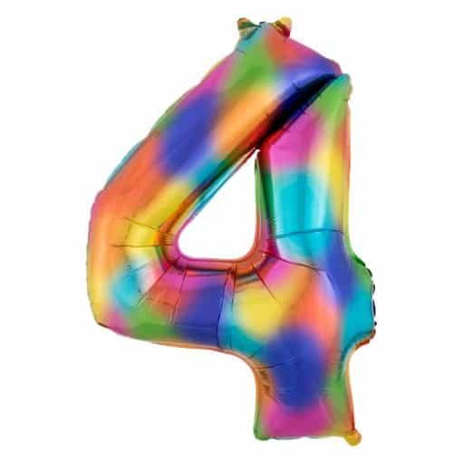 Rainbow Splash Number 4 Foil Balloon