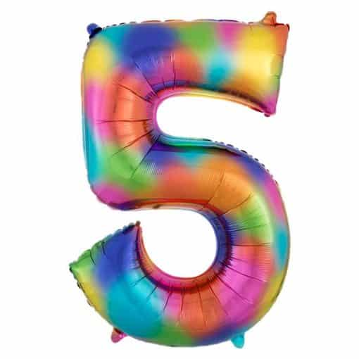 Rainbow Splash Number 5 Foil Balloon