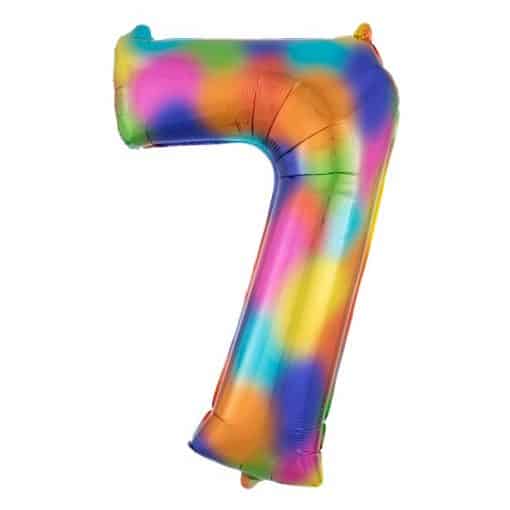 Rainbow Splash Number 7 Foil Balloon