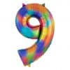 Rainbow Splash Number 9 Foil Balloon