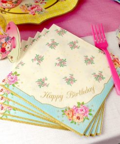 'Happy Birthday' Vintage Style Paper Napkins