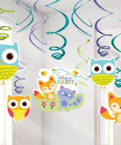 Woodland Baby Party Hanging Swirl Decoration