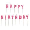 Pink Glitter Happy Birthday Pick Candle