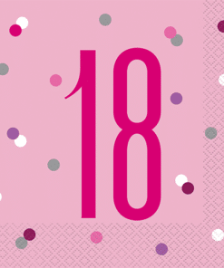 Pink Age 18 Lunch Paper Napkins